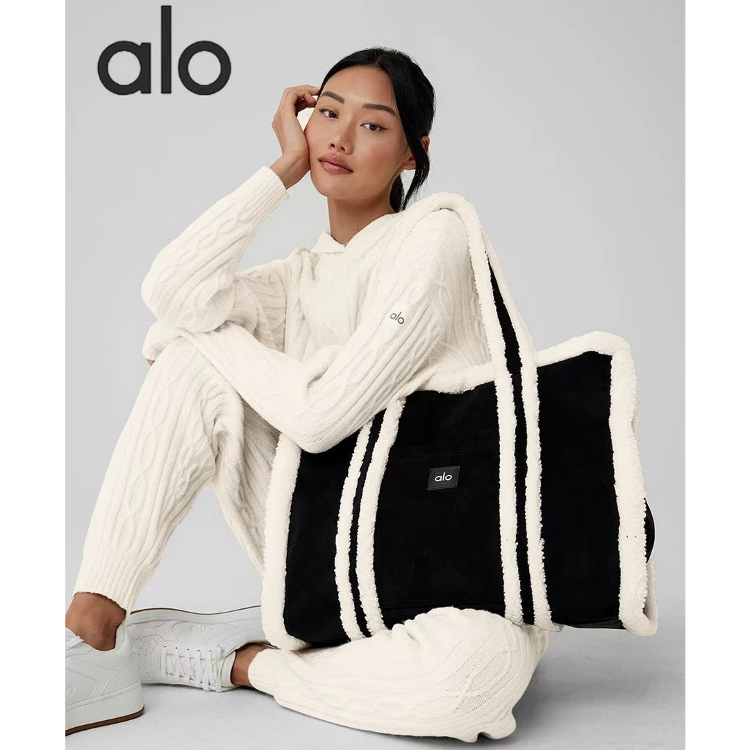 alo24秋冬新款经典毛绒腋下百搭大容量手提单肩休闲托特包（HS001）