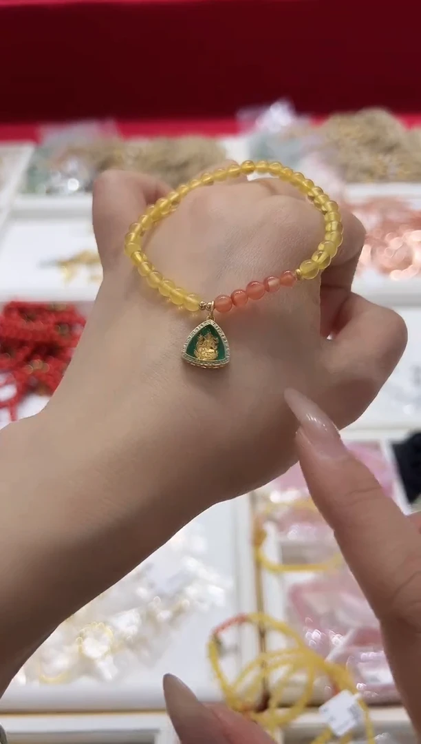 【闪购商品】琥珀手链银S925镶嵌v0715手串