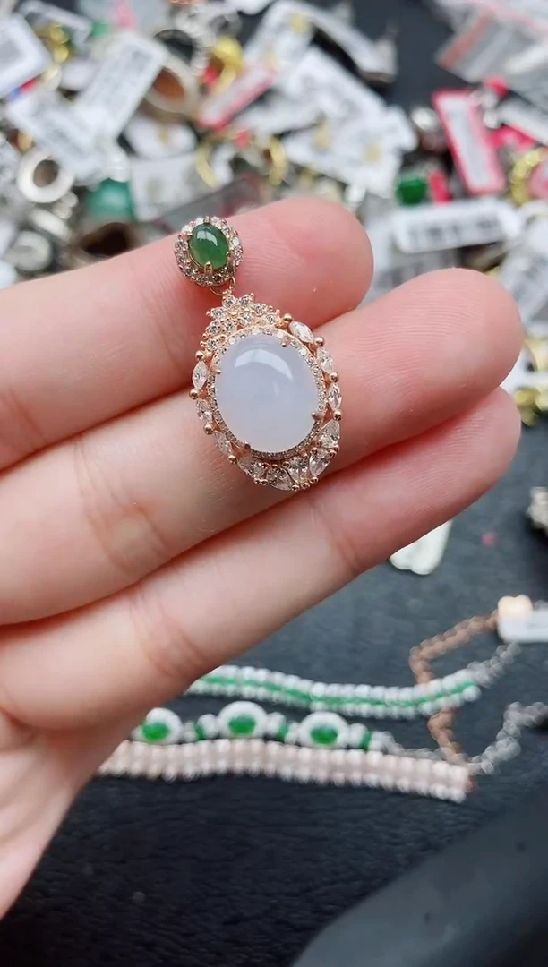 银S925镶嵌戒指翡翠1