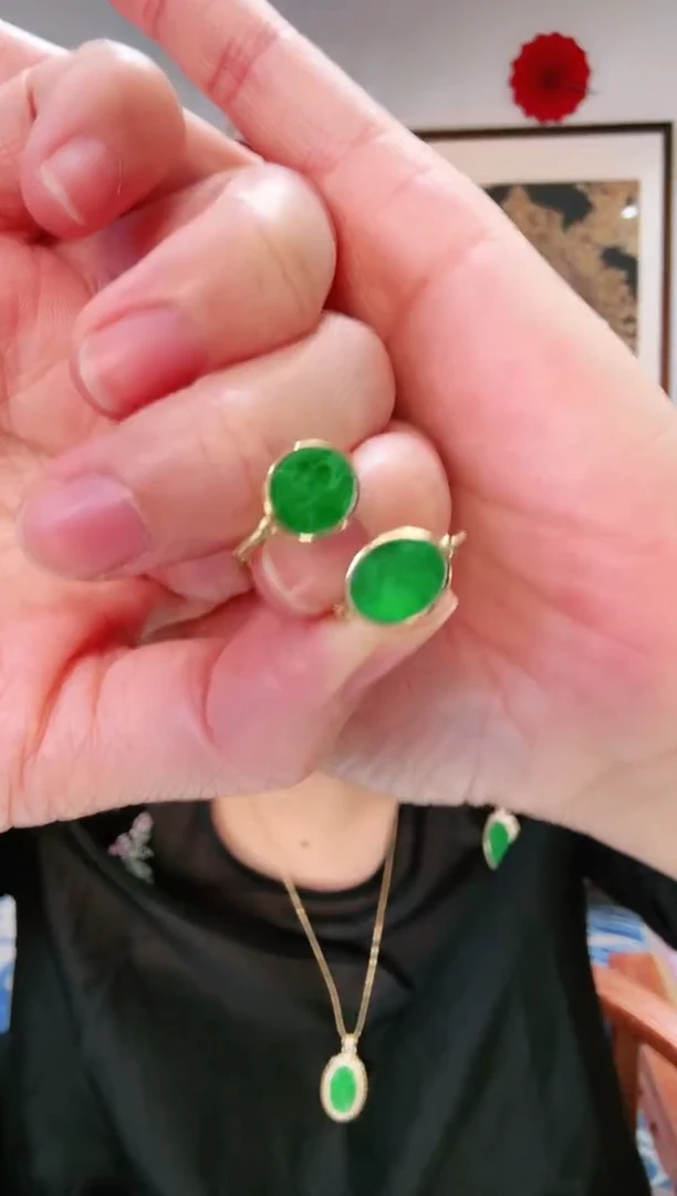 【闪购商品】翡翠颈饰银S925镶嵌耳饰