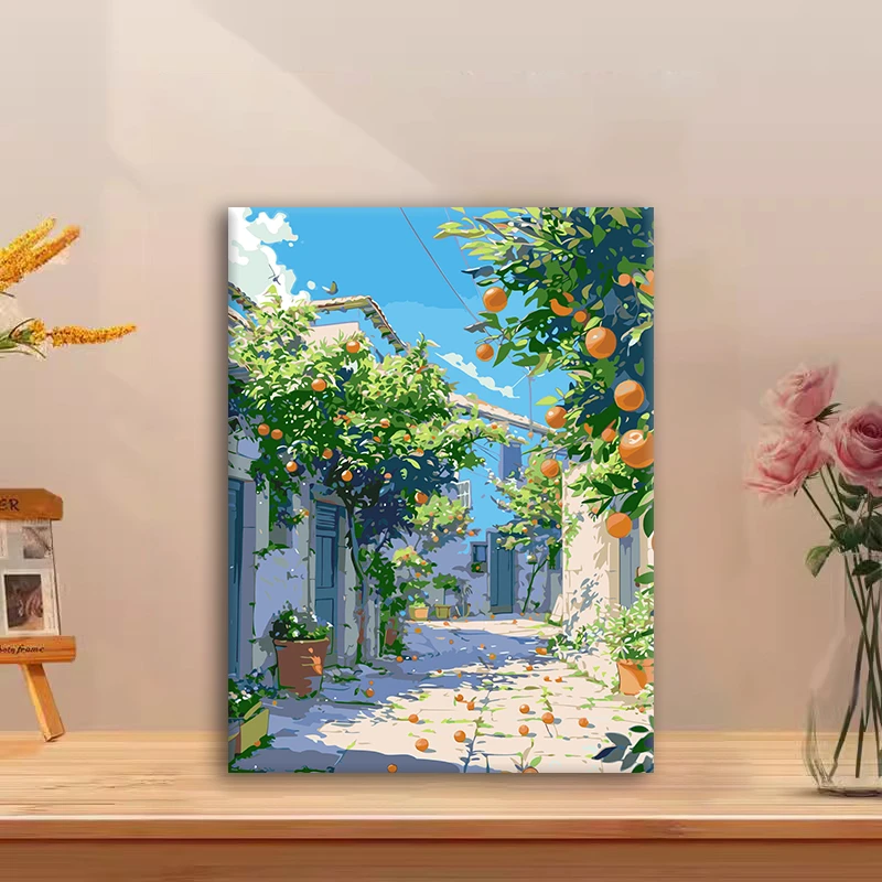 (春的复苏）diy数字油画红线条手工填涂色解压治愈丙烯装饰画