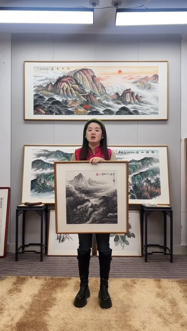 国画手绘山水62*62尺寸