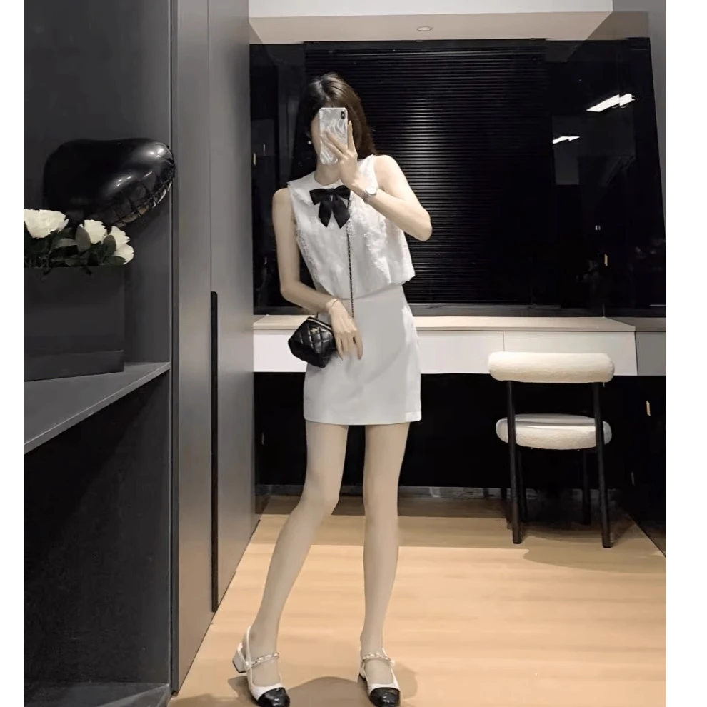 小众不撞款套装夏季新款小香风气质减龄高级感马甲包臀裙两件套女