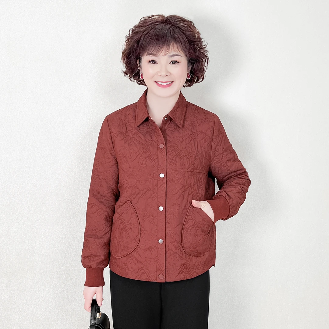 MUYUEZI/妈妈春装新款外套洋气中老年女春秋季夹克大码长袖上衣