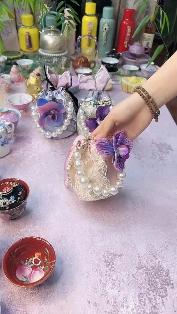138粉色蝴蝶兰茶事包