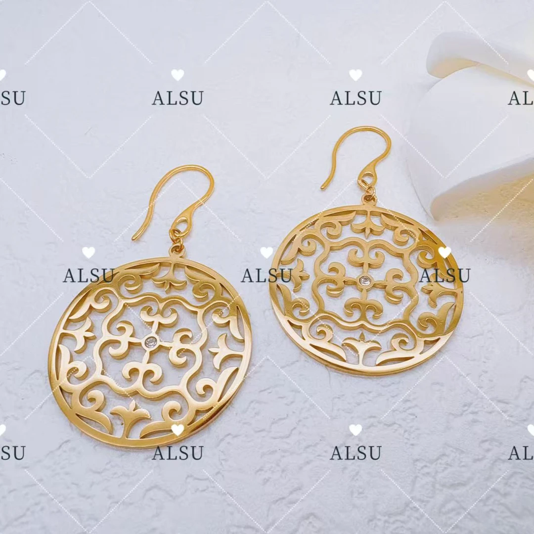 合金锆石耳饰 ALSU原创经典民族风夸张大圆耳环时尚轻奢法式个性
