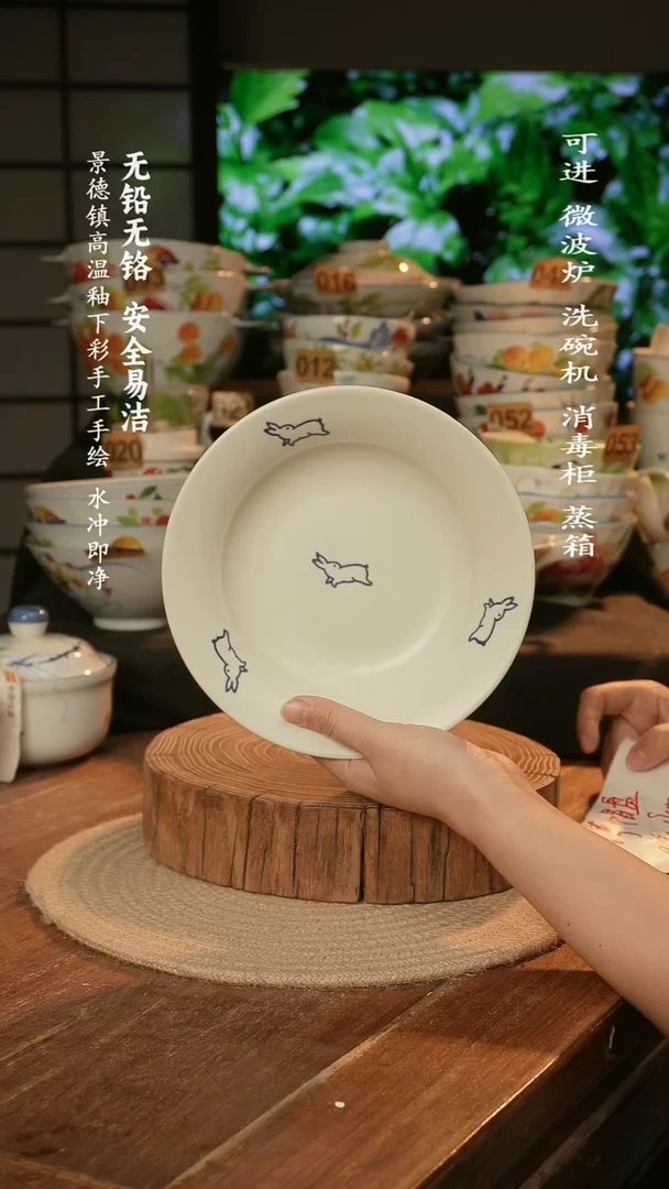 瓷景德镇高温瓷釉下彩手绘陶瓷