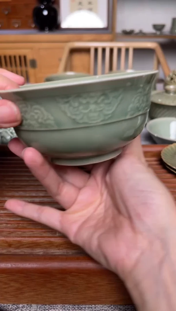 瓷器4.7英寸宝象花小碗 微瑕