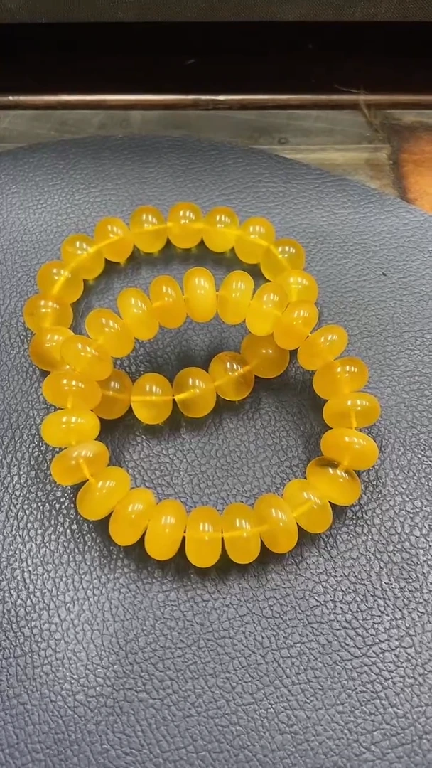 裸石蜜蜡未镶嵌鸡油黄蜜蜡算盘珠卡14手串假一赔十多样性发其一