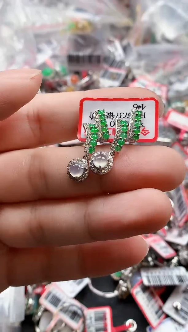 银S925镶嵌戒指翡翠天然A货缅甸翡翠