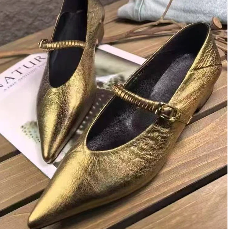 羊皮春季平跟浅口尖头粗跟单鞋潮1219-1/JK女士鞋子女款253