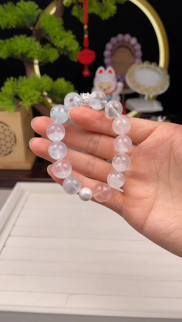 未镶嵌手链水晶海蓝宝透体13+