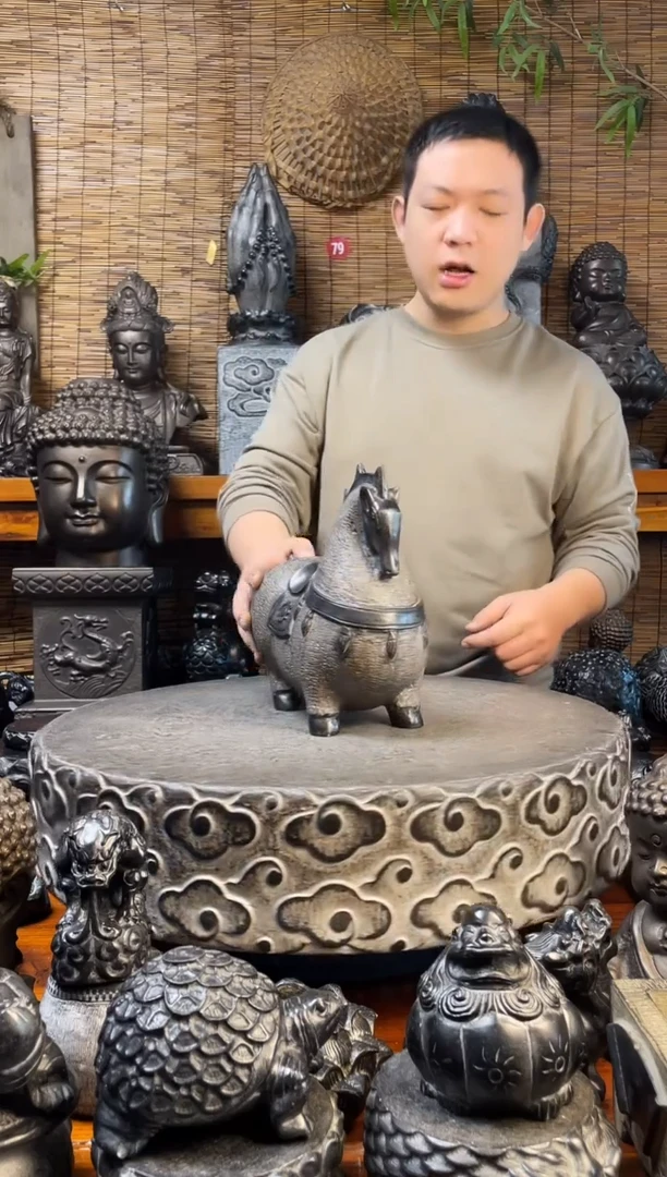 石材30唐马天然青石雕刻