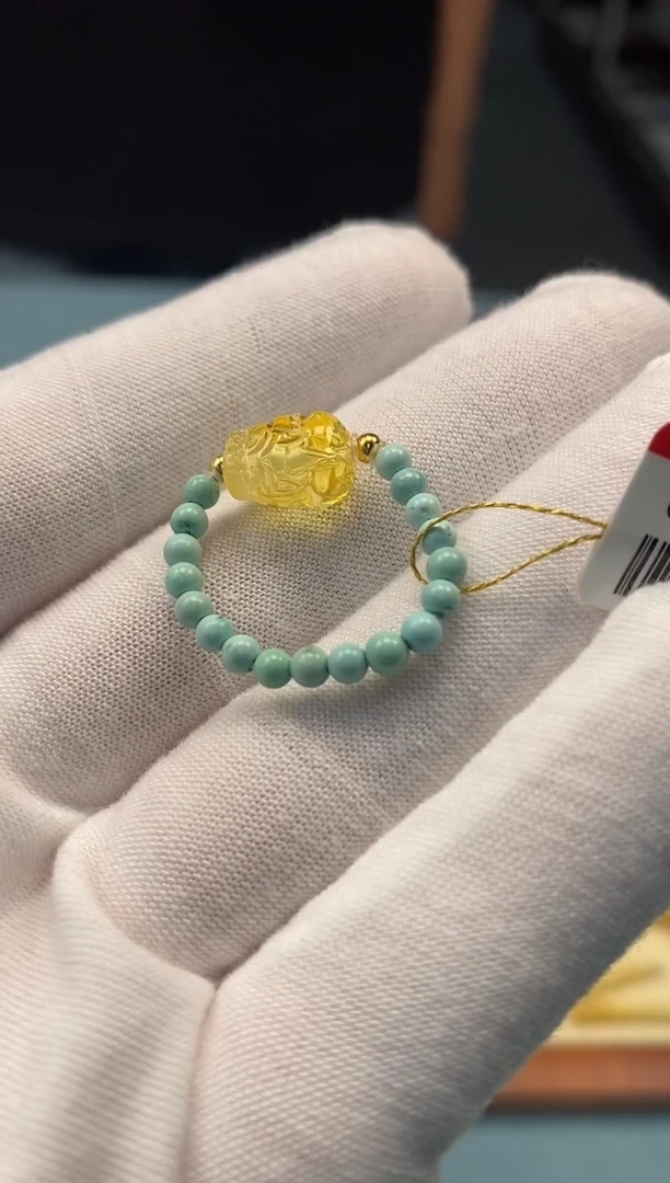琥珀未镶嵌戒指戒圈