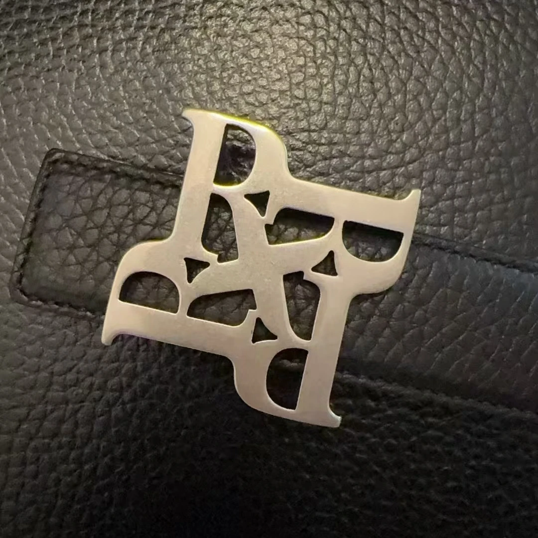 Rx黑色荔纹软面牛皮logo皮带RX01091