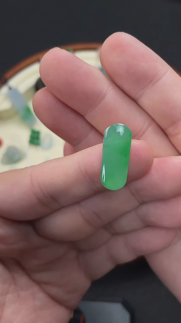 裸石翡翠33号满绿戒面/杜