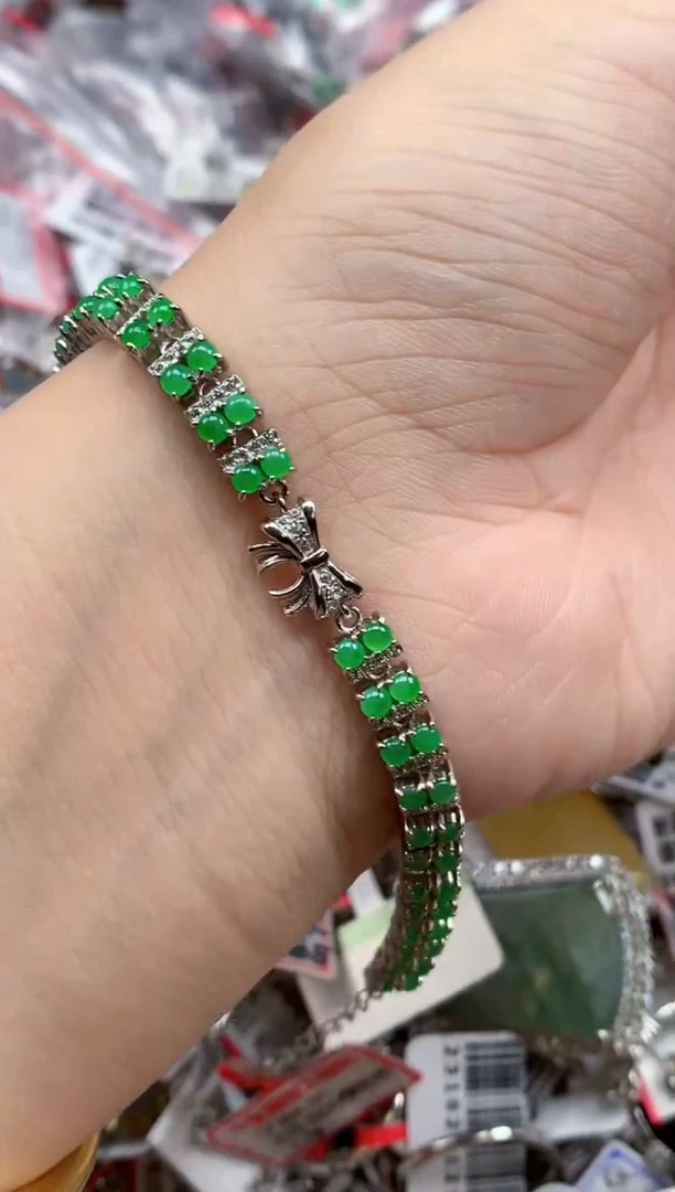 银S925镶嵌戒指翡翠天然A货缅甸翡翠