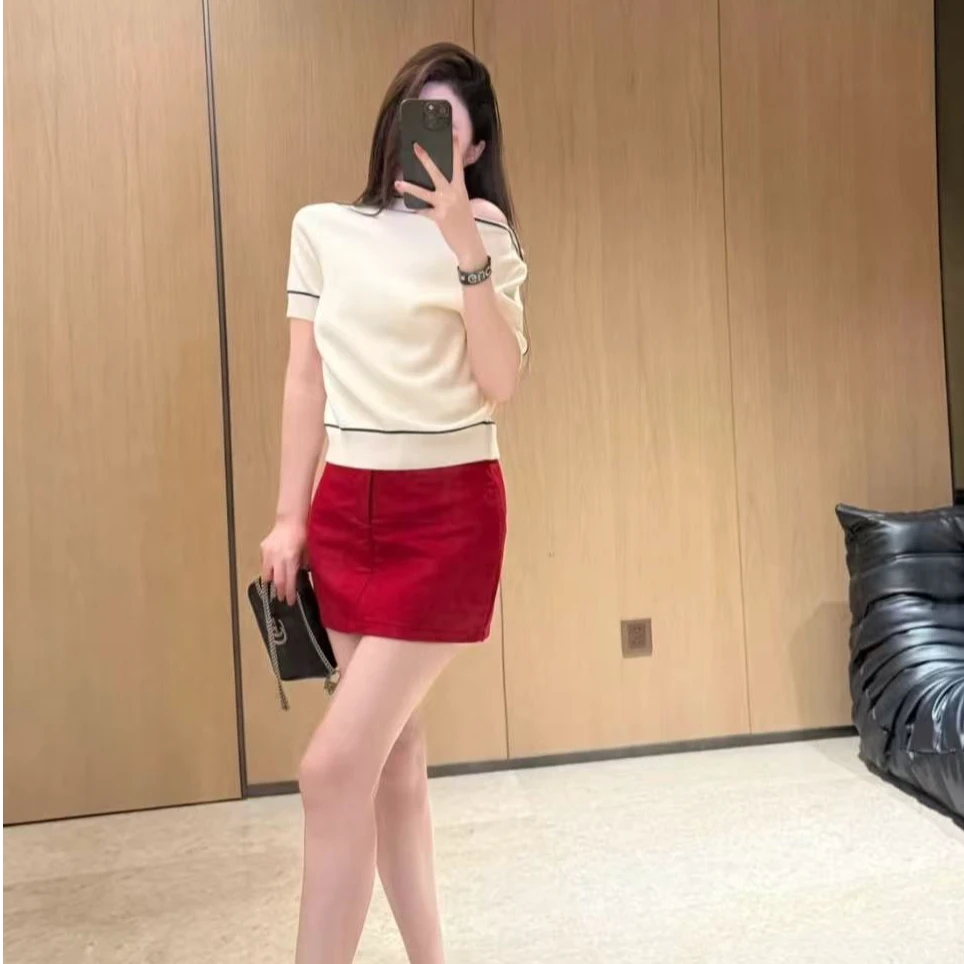 【LJ】古家新款白色一字肩上衣