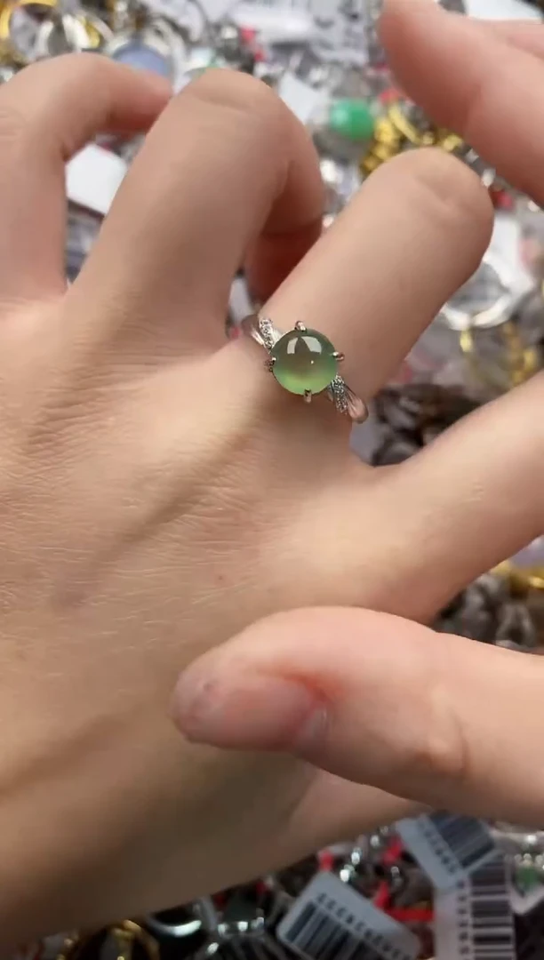 银S925镶嵌戒指翡翠3333----10