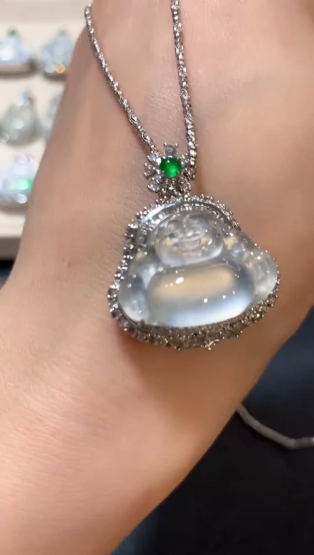 吊坠(不含链)18K金镶嵌翡翠n73