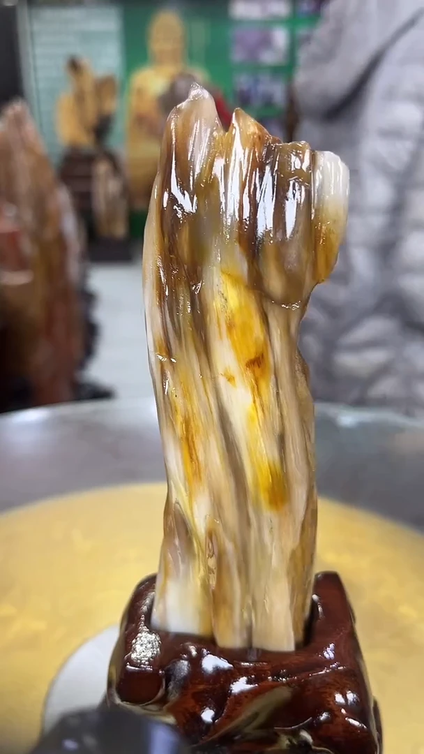 缅甸天然树化玉摆件