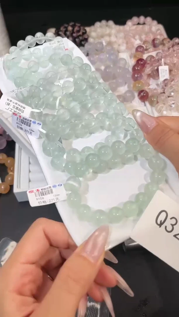 手链未镶嵌萤石多样性发一Q32奶绿12mm