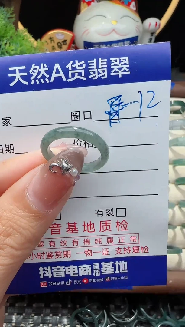 未镶嵌戒指翡翠12圈口对应的去拍