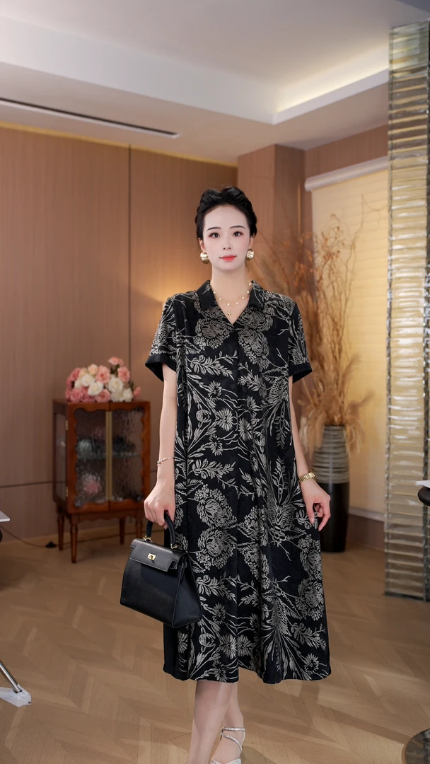 新款【荣华】春夏季显瘦时尚休闲气质百搭减龄连衣裙 -E1181#