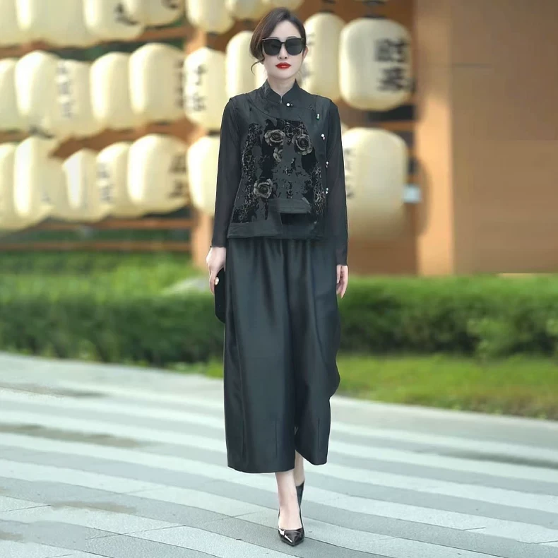 20200新中式轻奢洋气轻奢宋锦马甲背心秋季高级国风盘扣复古上衣