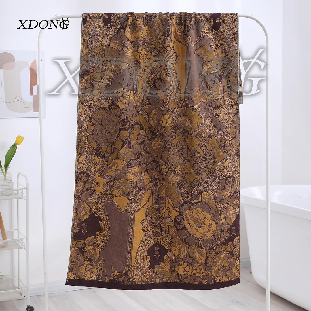 XDONGY（冬云家纺） 80*160全彩棉盛世繁花紫色成人家用大浴巾