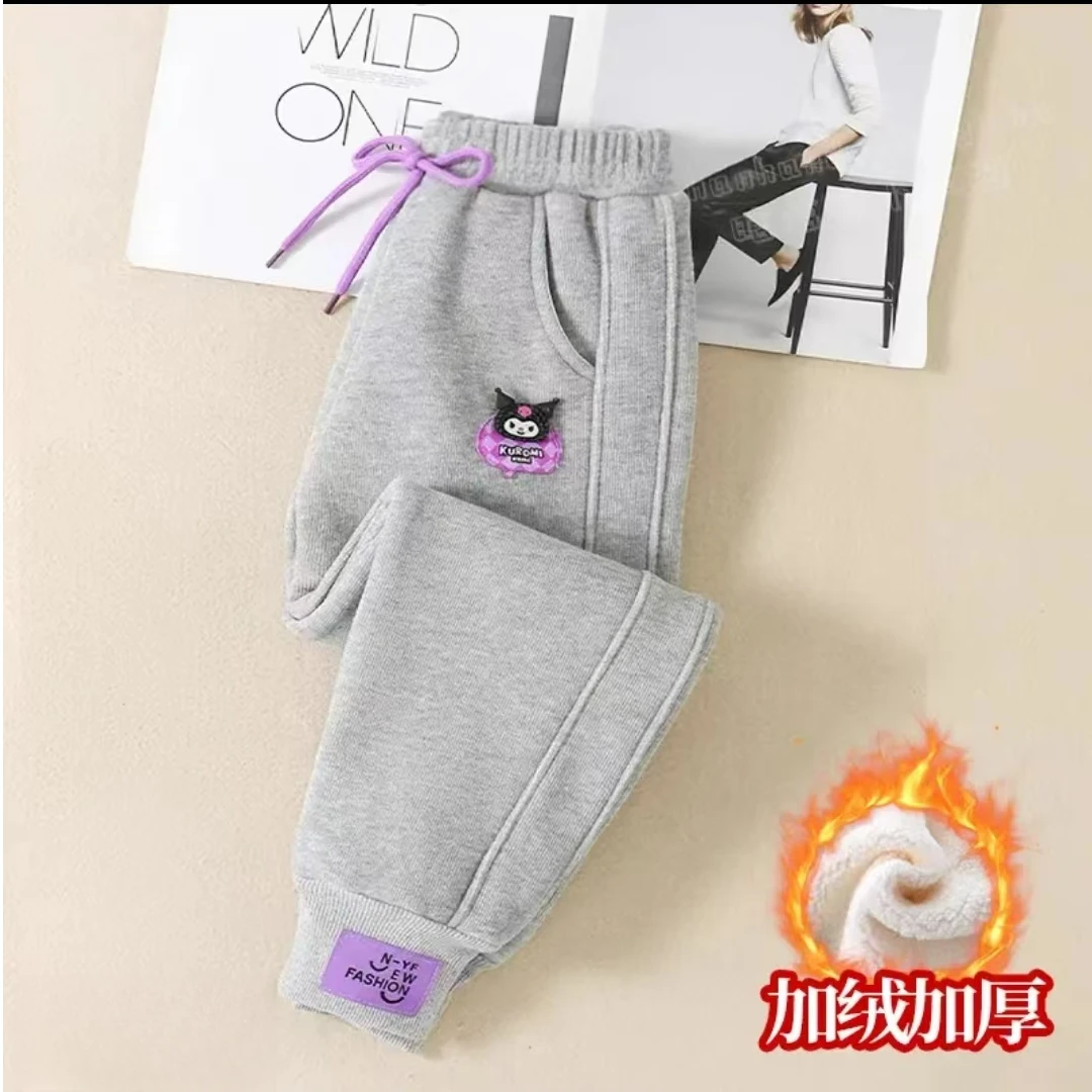 L2321儿童秋冬新款加绒保暖卫裤男女童宽松休闲运动裤外穿长裤