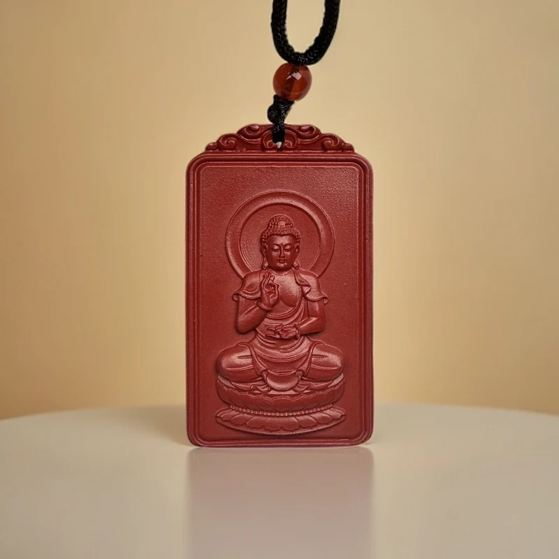 含辰砂工艺品正品朱砂十二生肖双面本命佛吊坠项链