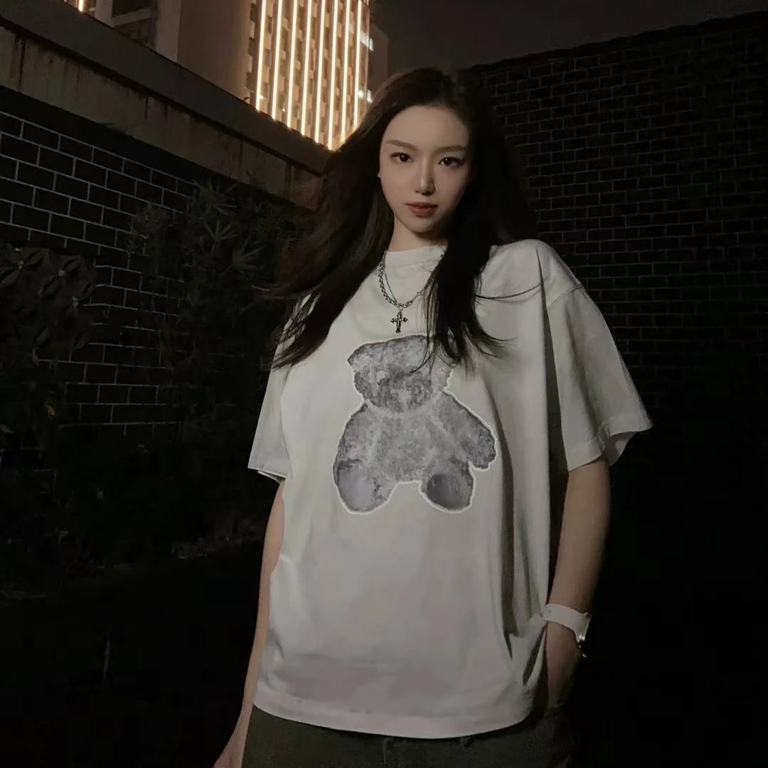 全新未使用 WE11 DONE 小熊项链印花反光短袖T恤 白色