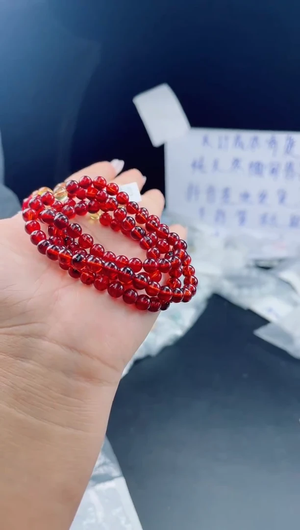 未镶嵌琥珀戒指珠串6+