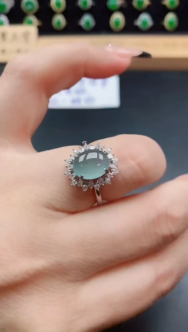 银S925镶嵌戒指翡翠1