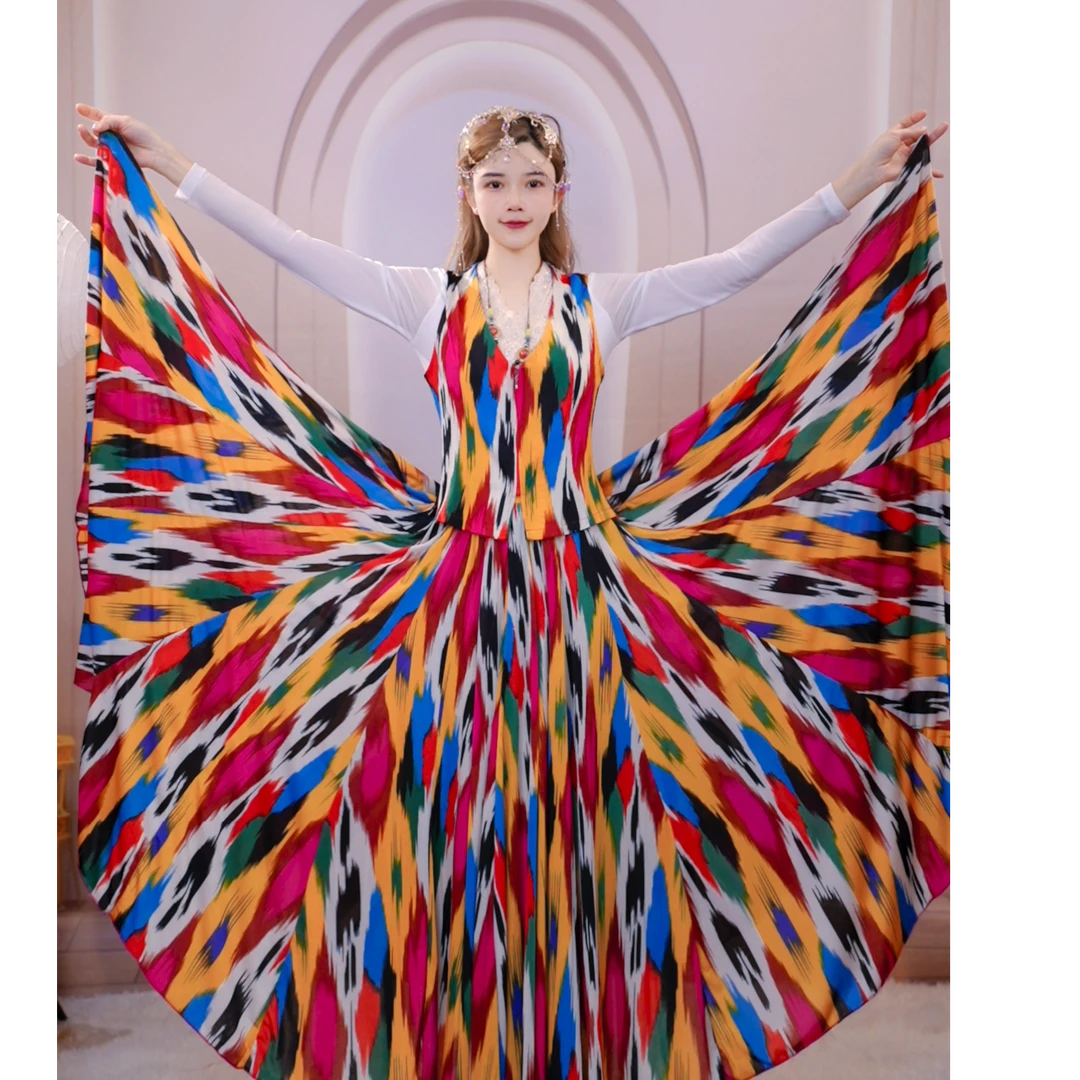 A-13 黄蓝艾德莱斯半裙720时尚百搭同款内搭民族风