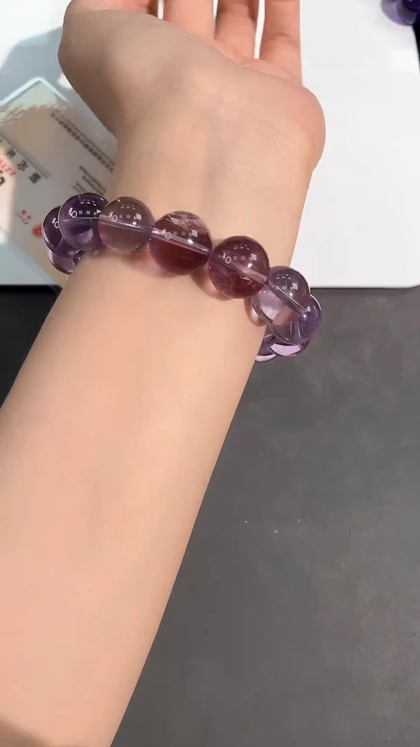 水晶手链未镶嵌9号紫黄水晶单圈15mm