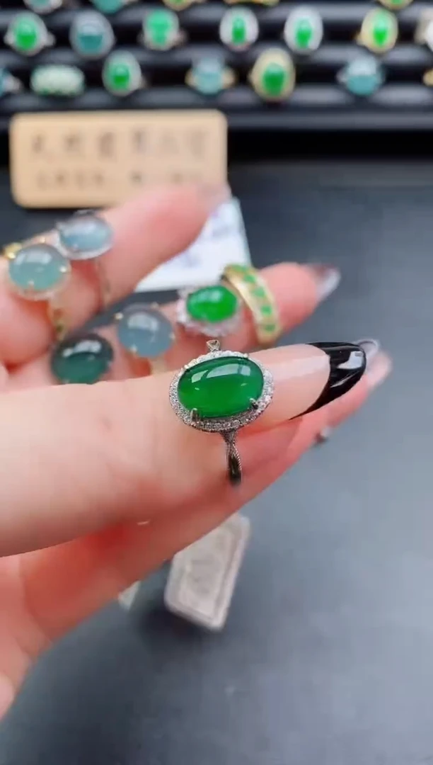 银S925镶嵌戒指翡翠1