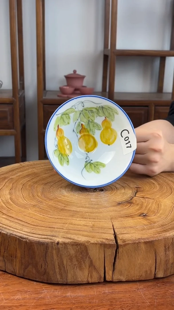 瓷片景德镇手绘釉中彩（食品级）斗笠碗c017