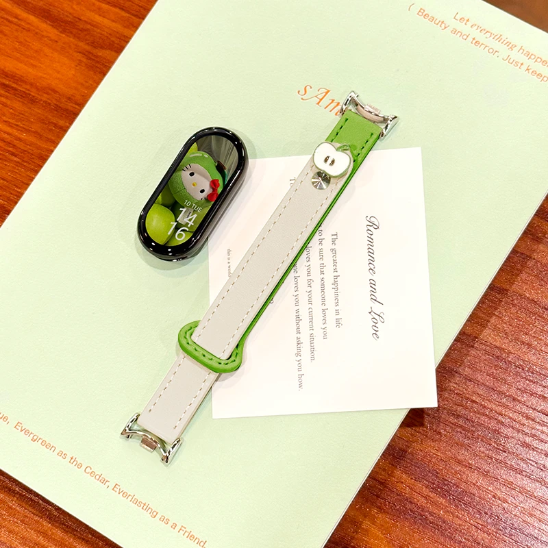 适用小米手环10表带绿苹果9腕带8手表带7男女士6配件9pro皮NFC