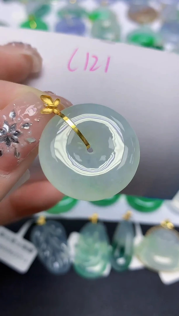 颈饰18K金镶嵌翡翠天然缅甸翡翠A货翡翠百元以上9元证书费自理