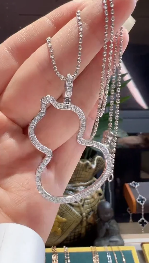 吊坠(不含链)铂Pt950镶嵌钻石满钻大葫芦吊坠