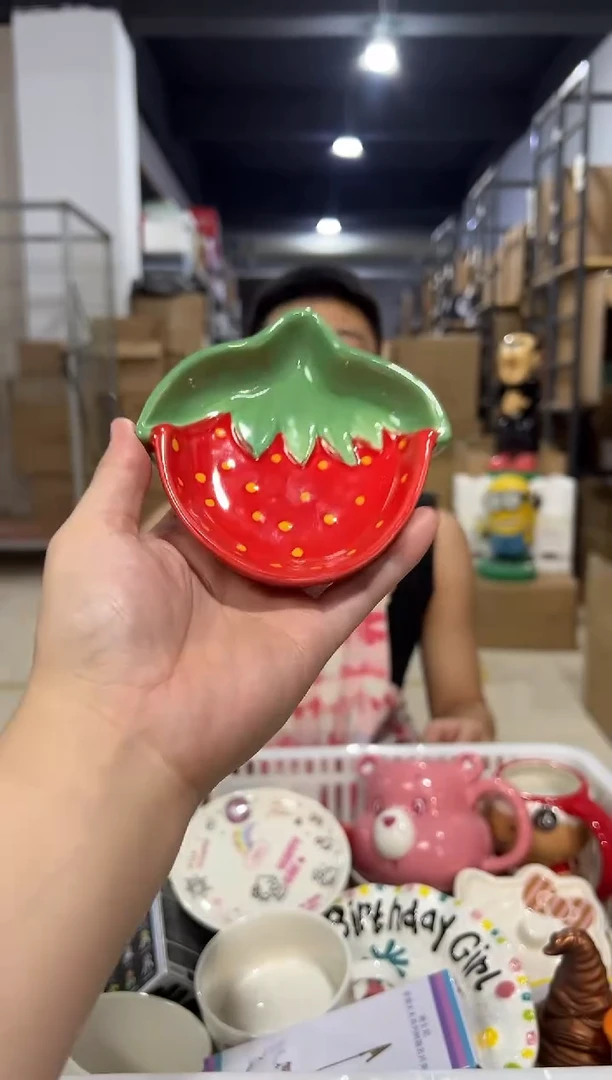 瓷片草莓小碟子2件套