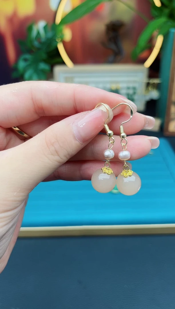 玛瑙/玉髓耳饰银S925镶嵌AA01