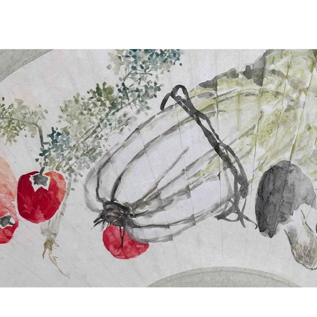 DQ8004 雪涛先生 白菜扇面 纸本 55*19