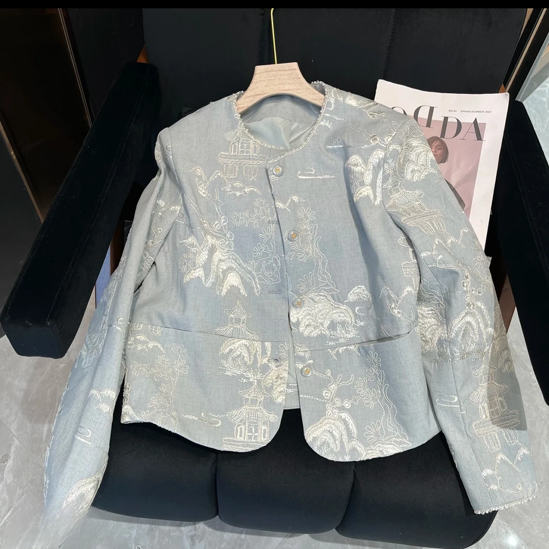 春季新款新中式外套重工刺绣上衣女小香风气质轻奢时尚百搭国风