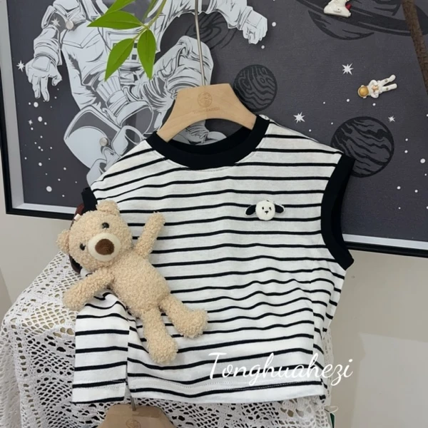 2025洋气春款男女童儿童条纹无袖上衣997007
