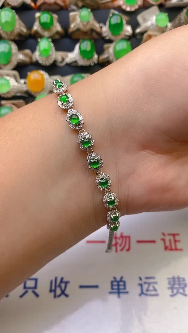 翡翠银S925镶嵌耳饰天然
