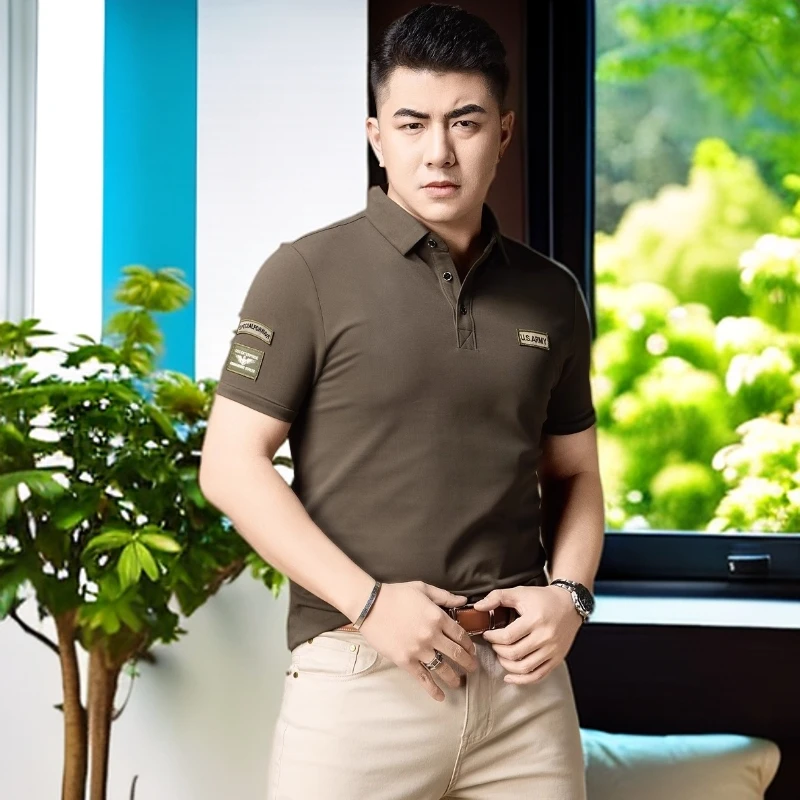 娜罗普西上衣polo衫男士短袖夏季新款帅气宽松休闲翻领t恤男装