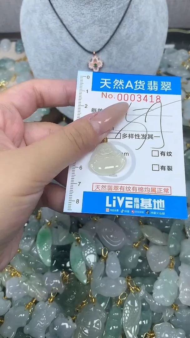 翡翠未镶嵌颈饰净货挂件-3418